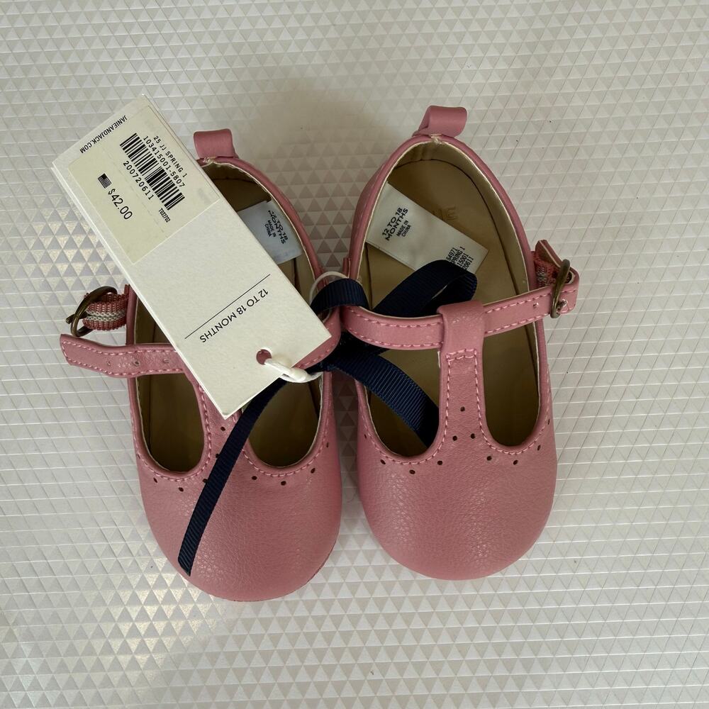 Janie and Jack Baby Girls Pink T-Strap Mary Jane Shoes 12-18M NWT